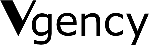Vgency logo with stylized text in black on a white background.